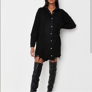 NWT Missguided Super Hem Distressed Denim Shirt Dress
